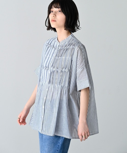 LUPILIEN(ルピリアン)の「Made in india シアーストライプ変形タックブラウス(シャツ/ブラウス・レディース・オフホワイト/A/B・38)」の16枚目の写真