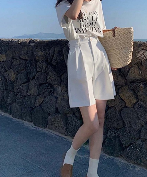 Girly Doll（ガーリードール）の「センタープレスショートパンツ（その他パンツ・レディース・ブラック/ライトグリーン/ホワイト・M/L/S）」の5枚目の写真