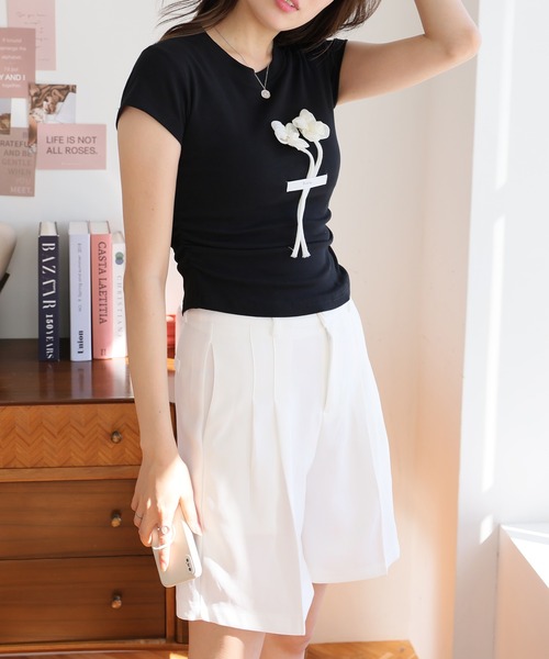 Girly Doll（ガーリードール）の「センタープレスショートパンツ（その他パンツ・レディース・ブラック/ライトグリーン/ホワイト・M/L/S）」の16枚目の写真