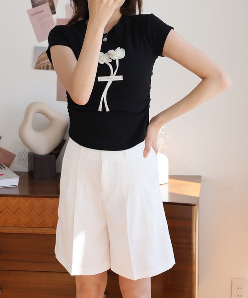 Girly Doll（ガーリードール）の「センタープレスショートパンツ（その他パンツ・レディース・ブラック/ライトグリーン/ホワイト・M/L/S）」の17枚目の写真