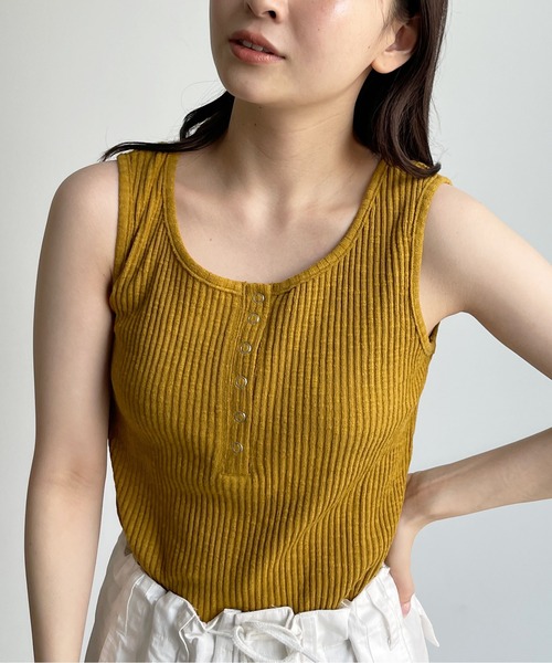 CPCM（シーピーシーエム）の「スラブテレコノースリタンク（タンクトップ・レディース・ブラック/ベージュ/アイボリー/マスタード・FREE）」の11枚目の写真