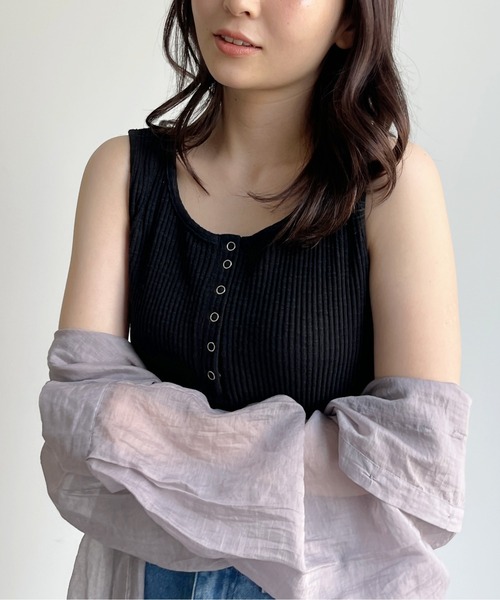 CPCM（シーピーシーエム）の「スラブテレコノースリタンク（タンクトップ・レディース・ブラック/ベージュ/アイボリー/マスタード・FREE）」の18枚目の写真