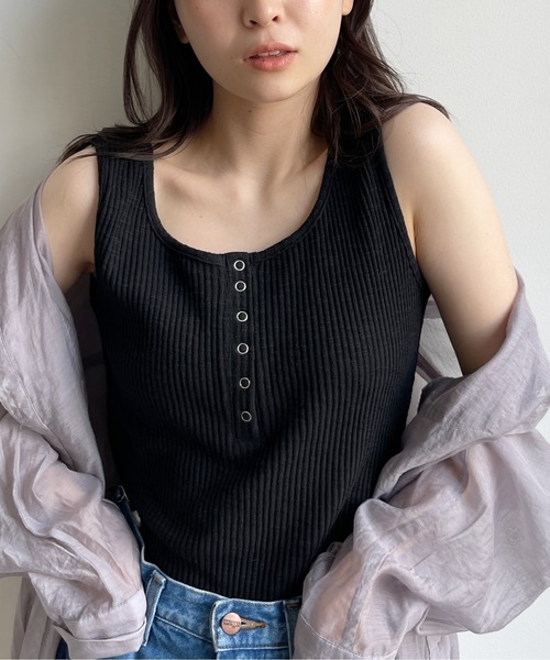 CPCM（シーピーシーエム）の「スラブテレコノースリタンク（タンクトップ・レディース・ブラック/ベージュ/アイボリー/マスタード・FREE）」の22枚目の写真