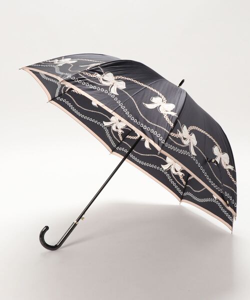新品☆ランバンオンブルー日傘サテンリボン☆楽折スタイル 雨傘 折りたたみ傘 サテン リボン バイカラー パイピング UV
