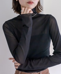 [mline] シアーハイネックロングTシャツ