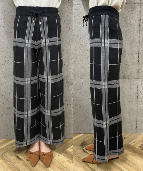 DONOBAN(ドノバン)の「チェックニットワイドパンツ(その他パンツ・レディース・ブラック/ベージュ・F)」の11枚目の写真