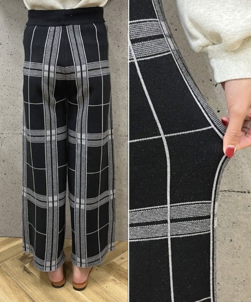 DONOBAN(ドノバン)の「チェックニットワイドパンツ(その他パンツ・レディース・ブラック/ベージュ・F)」の10枚目の写真