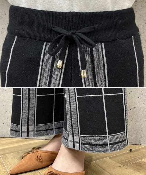 DONOBAN(ドノバン)の「チェックニットワイドパンツ(その他パンツ・レディース・ブラック/ベージュ・F)」の9枚目の写真