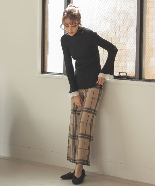 DONOBAN(ドノバン)の「チェックニットワイドパンツ(その他パンツ・レディース・ブラック/ベージュ・F)」の13枚目の写真