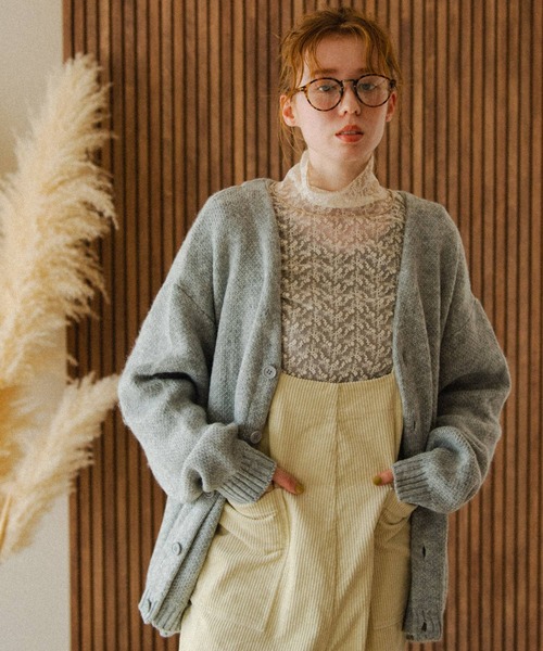 Crisp（クリスプ）の「モヘアライクビッグカーディガン（カーディガン/ボレロ・レディース・グレー/ピンク/アイボリー・FREE）」の4枚目の写真