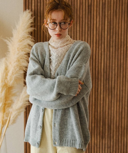 Crisp（クリスプ）の「モヘアライクビッグカーディガン（カーディガン/ボレロ・レディース・グレー/ピンク/アイボリー・FREE）」の5枚目の写真