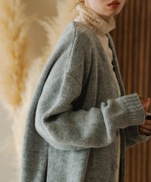 Crisp（クリスプ）の「モヘアライクビッグカーディガン（カーディガン/ボレロ・レディース・グレー/ピンク/アイボリー・FREE）」の9枚目の写真