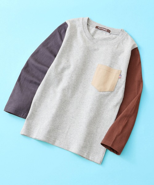 SHI-JYOMAN(シジョマン)の「SHI-JYOMAN / シジョマン レギュラーシルエット ポケ付き 無地 ロンTシャツ キッズ(Tシャツ/カットソー・キッズ・オフホワイト/ベージュ/ネイビー系/サックスブルー/ブラウン/ベージュ系/ブラウン系/ベージュ系1/ブラック/ホワイト系1/ダークグリーン/グレー系1/ネイビー/グリーン系/グレー系/ホワイト系/ブラック系/ピンク系/チャコール/杢グレー・110/160/150/140/120/130)」の9枚目の写真