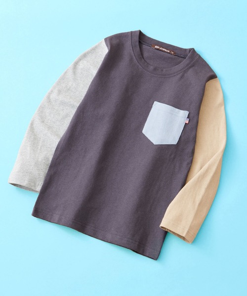 SHI-JYOMAN(シジョマン)の「SHI-JYOMAN / シジョマン レギュラーシルエット ポケ付き 無地 ロンTシャツ キッズ(Tシャツ/カットソー・キッズ・オフホワイト/ベージュ/ネイビー系/サックスブルー/ブラウン/ベージュ系/ブラウン系/ベージュ系1/ブラック/ホワイト系1/ダークグリーン/グレー系1/ネイビー/グリーン系/グレー系/ホワイト系/ブラック系/ピンク系/チャコール/杢グレー・110/160/150/140/120/130)」の10枚目の写真