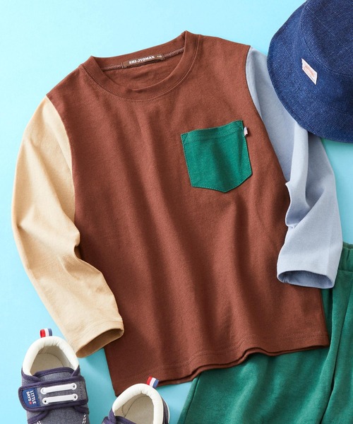 SHI-JYOMAN(シジョマン)の「SHI-JYOMAN / シジョマン レギュラーシルエット ポケ付き 無地 ロンTシャツ キッズ(Tシャツ/カットソー・キッズ・オフホワイト/ベージュ/ネイビー系/サックスブルー/ブラウン/ベージュ系/ブラウン系/ベージュ系1/ブラック/ホワイト系1/ダークグリーン/グレー系1/ネイビー/グリーン系/グレー系/ホワイト系/ブラック系/ピンク系/チャコール/杢グレー・110/160/150/140/120/130)」の12枚目の写真