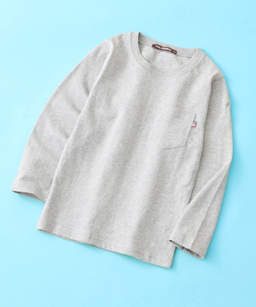 SHI-JYOMAN(シジョマン)の「SHI-JYOMAN / シジョマン レギュラーシルエット ポケ付き 無地 ロンTシャツ キッズ(Tシャツ/カットソー・キッズ・オフホワイト/ベージュ/ネイビー系/サックスブルー/ブラウン/ベージュ系/ブラウン系/ベージュ系1/ブラック/ホワイト系1/ダークグリーン/グレー系1/ネイビー/グリーン系/グレー系/ホワイト系/ブラック系/ピンク系/チャコール/杢グレー・110/160/150/140/120/130)」の7枚目の写真