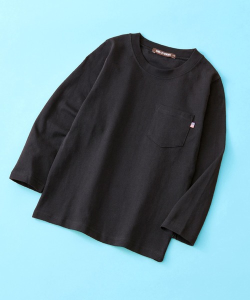 SHI-JYOMAN(シジョマン)の「SHI-JYOMAN / シジョマン レギュラーシルエット ポケ付き 無地 ロンTシャツ キッズ(Tシャツ/カットソー・キッズ・オフホワイト/ベージュ/ネイビー系/サックスブルー/ブラウン/ベージュ系/ブラウン系/ベージュ系1/ブラック/ホワイト系1/ダークグリーン/グレー系1/ネイビー/グリーン系/グレー系/ホワイト系/ブラック系/ピンク系/チャコール/杢グレー・110/160/150/140/120/130)」の5枚目の写真