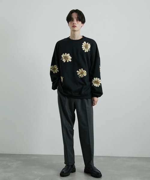 JUNRED（ジュンレッド）の「フラワーモチーフルーズスウェットプルオーバー（スウェット・メンズ・ホワイト/ブルー系その他2/ブラック・S/M/L）」の11枚目の写真