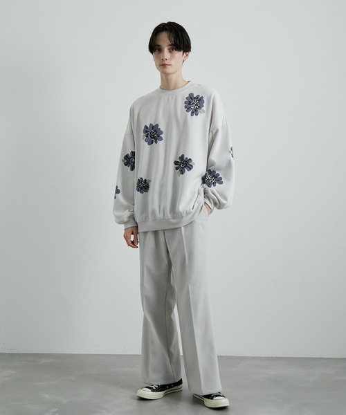 JUNRED（ジュンレッド）の「フラワーモチーフルーズスウェットプルオーバー（スウェット・メンズ・ホワイト/ブルー系その他2/ブラック・S/M/L）」の12枚目の写真