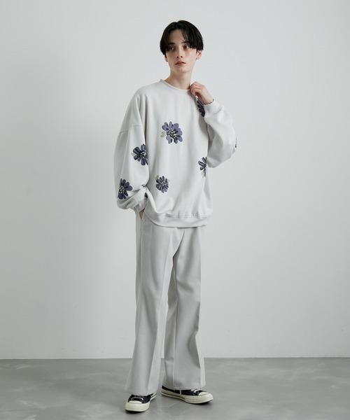 JUNRED（ジュンレッド）の「フラワーモチーフルーズスウェットプルオーバー（スウェット・メンズ・ホワイト/ブルー系その他2/ブラック・S/M/L）」の13枚目の写真