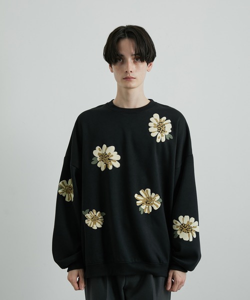 JUNRED（ジュンレッド）の「フラワーモチーフルーズスウェットプルオーバー（スウェット・メンズ・ホワイト/ブルー系その他2/ブラック・S/M/L）」の16枚目の写真