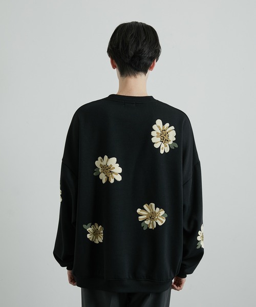 JUNRED（ジュンレッド）の「フラワーモチーフルーズスウェットプルオーバー（スウェット・メンズ・ホワイト/ブルー系その他2/ブラック・S/M/L）」の18枚目の写真