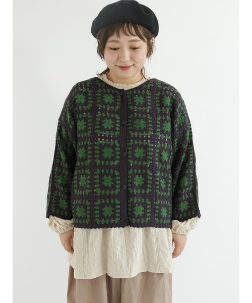 Samansa Mos2(サマンサ モスモス)の「かぎ針風カーディガン(カーディガン/ボレロ・レディース・ブラック/チャコール/キナリ・フリ-)」の11枚目の写真