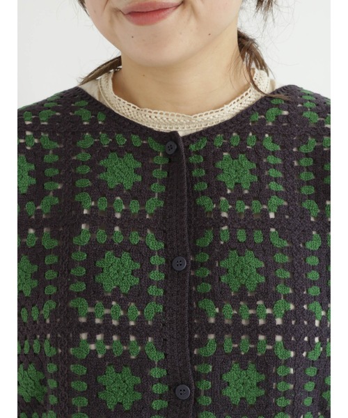 Samansa Mos2(サマンサ モスモス)の「かぎ針風カーディガン(カーディガン/ボレロ・レディース・ブラック/チャコール/キナリ・フリ-)」の14枚目の写真