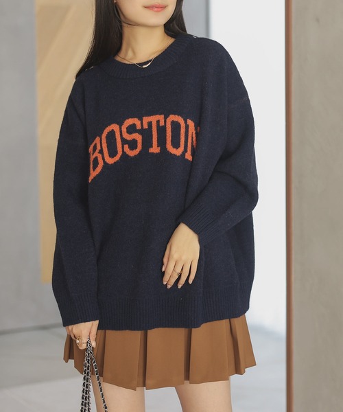 Isn't She?(イズントシー)の「ジャガードロゴニット(ニット/セーター・レディース・ブラック/グレー/ベージュ/ネイビー・FREE)」の5枚目の写真