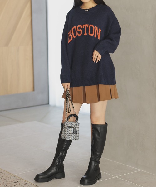 Isn't She?(イズントシー)の「ジャガードロゴニット(ニット/セーター・レディース・ブラック/グレー/ベージュ/ネイビー・FREE)」の7枚目の写真