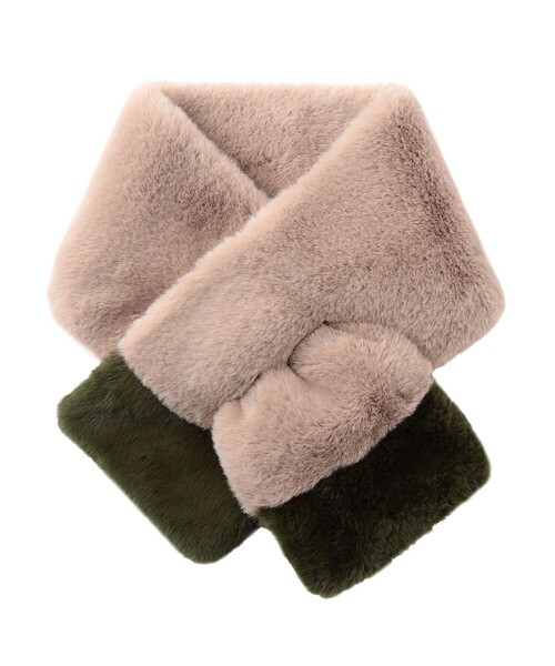 CAST:(キャストコロン)の「バイカラーファーマフラー(マフラー・レディース・ベージュ系その他4/グレー・FREE)」の2枚目の写真