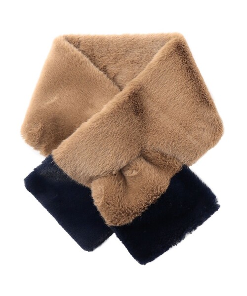 CAST:(キャストコロン)の「バイカラーファーマフラー(マフラー・レディース・ベージュ系その他4/グレー・FREE)」の1枚目の写真