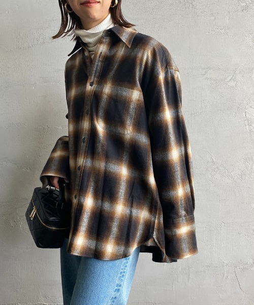 THE SHINZONE（ザ　シンゾーン）の「[THE SHINZONE/ザ シンゾーン] ダブルカフ オンブレチェックシャツ（シャツ/ブラウス・レディース・ブラウン/ホワイト・34）」の2枚目の写真