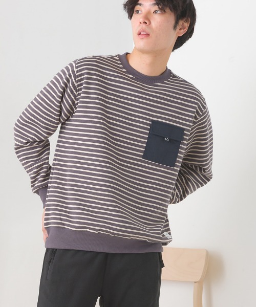 OMNES(オムネス)の「メンズ裏起毛フラップポケット付きプルオーバー長袖(その他トップス・メンズ・ホワイト系その他/パープル/アイボリー/ブラック/グレー系その他・MEDIUM/LARGE)」の4枚目の写真