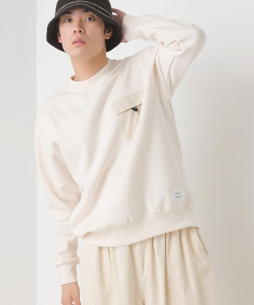 OMNES(オムネス)の「メンズ裏起毛フラップポケット付きプルオーバー長袖(その他トップス・メンズ・ホワイト系その他/パープル/アイボリー/ブラック/グレー系その他・MEDIUM/LARGE)」の1枚目の写真