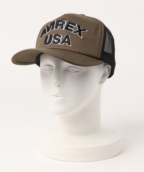 AVIREX（アヴィレックス）の「USA ロゴ刺繍メッシュキャップ（キャップ・メンズ・ブラック/ネイビー/カーキ/ホワイト・FREE）」の4枚目の写真