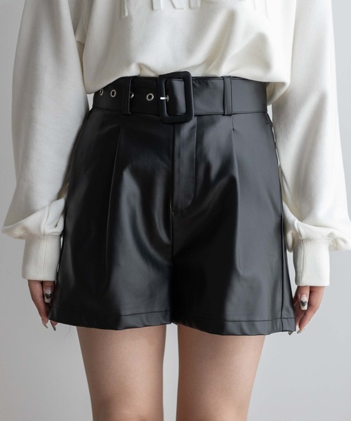 WEGO（ウィゴー）の「WEGO/【2点セット】ベルト付きフェイクレザーショートパンツ（その他パンツ・レディース・ブラック・FREE）」の13枚目の写真