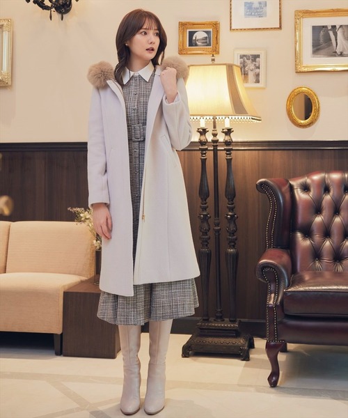 SWINGLE(スウィングル)の「3WAYリバービーバーウールジップFOXファーコート(その他アウター・レディース・ラベンダー/ベージュ/カーキ/ネイビー・SMALL/MEDIUM)」の7枚目の写真