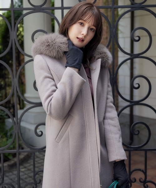 SWINGLE(スウィングル)の「3WAYリバービーバーウールジップFOXファーコート(その他アウター・レディース・ラベンダー/ベージュ/カーキ/ネイビー・SMALL/MEDIUM)」の14枚目の写真