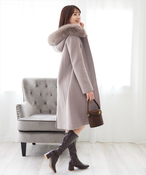 SWINGLE(スウィングル)の「3WAYリバービーバーウールジップFOXファーコート(その他アウター・レディース・ラベンダー/ベージュ/カーキ/ネイビー・SMALL/MEDIUM)」の5枚目の写真