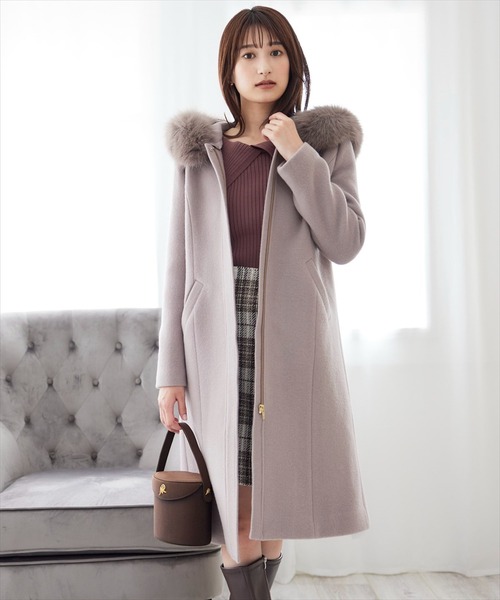 SWINGLE(スウィングル)の「3WAYリバービーバーウールジップFOXファーコート(その他アウター・レディース・ラベンダー/ベージュ/カーキ/ネイビー・SMALL/MEDIUM)」の18枚目の写真