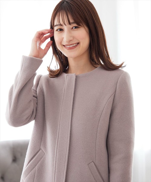 SWINGLE(スウィングル)の「3WAYリバービーバーウールジップFOXファーコート(その他アウター・レディース・ラベンダー/ベージュ/カーキ/ネイビー・SMALL/MEDIUM)」の6枚目の写真