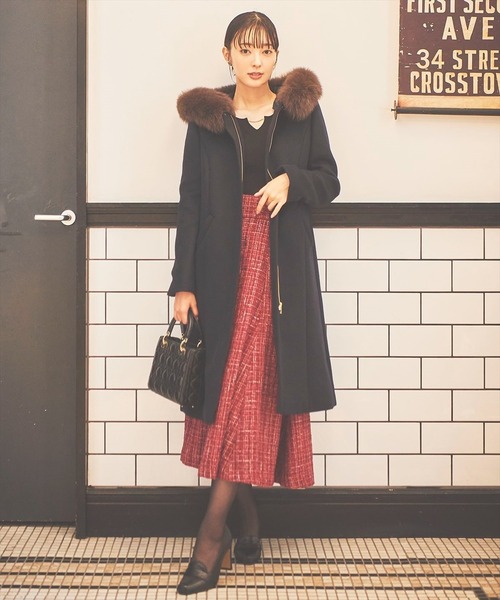 SWINGLE(スウィングル)の「3WAYリバービーバーウールジップFOXファーコート(その他アウター・レディース・ラベンダー/ベージュ/カーキ/ネイビー・SMALL/MEDIUM)」の9枚目の写真