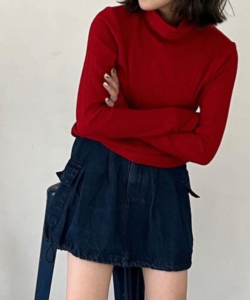 shesame（シーセム）の「カラータートルインナー（Tシャツ/カットソー・レディース・レッド/グリーン/アイボリー/ブルー・フリー）」の9枚目の写真