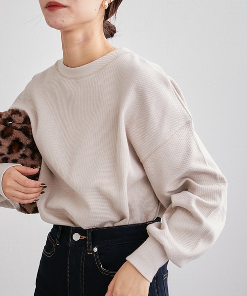 CIAOPANIC TYPY（チャオパニックティピー）の「【セットアップ対応】変形テレココクーンプルオーバー（Tシャツ/カットソー・レディース・アイボリー/グレー系その他/チャコールグレー・ONE SIZE）」の3枚目の写真
