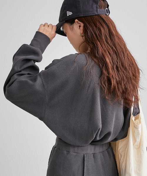 CIAOPANIC TYPY（チャオパニックティピー）の「【セットアップ対応】変形テレココクーンプルオーバー（Tシャツ/カットソー・レディース・アイボリー/グレー系その他/チャコールグレー・ONE SIZE）」の12枚目の写真