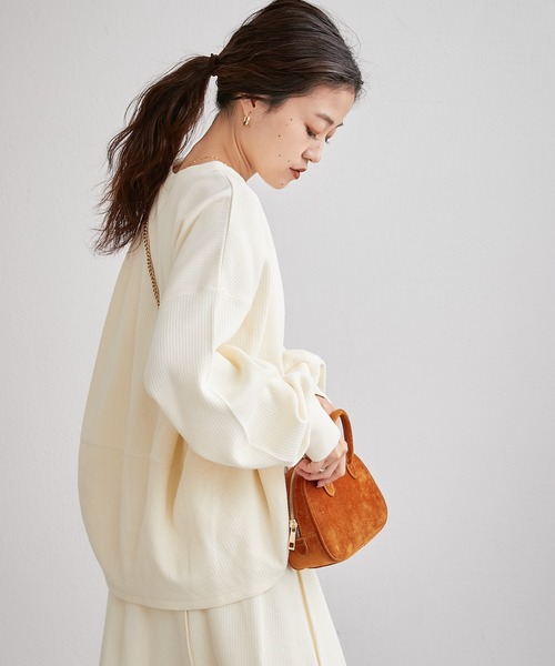 CIAOPANIC TYPY（チャオパニックティピー）の「【セットアップ対応】変形テレココクーンプルオーバー（Tシャツ/カットソー・レディース・アイボリー/グレー系その他/チャコールグレー・ONE SIZE）」の4枚目の写真
