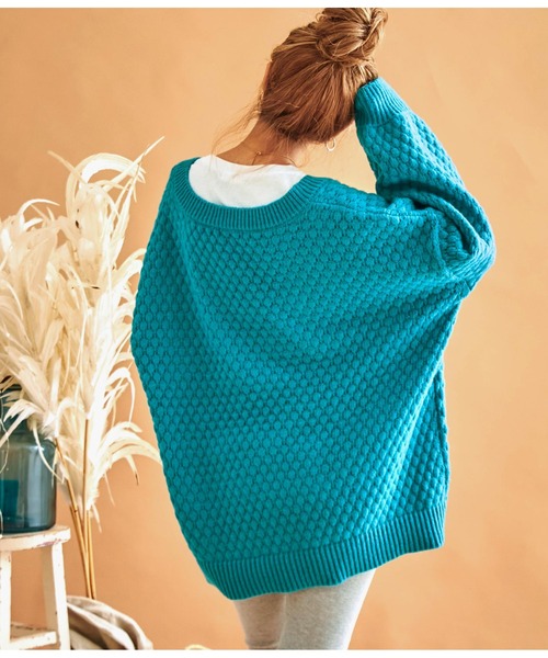 anap mimpi（アナップミンピ）の「深Vネックポップコーンニットプルオーバー（ニット/セーター・レディース・キャメル/レッド/グレイッシュベージュ/ターコイズブルー・FREE）」の8枚目の写真