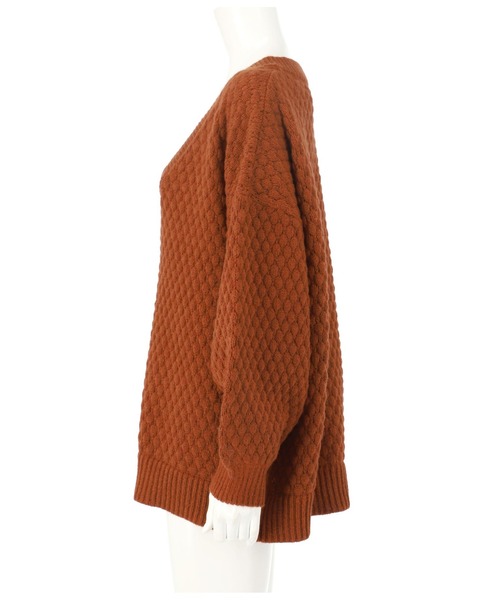 anap mimpi（アナップミンピ）の「深Vネックポップコーンニットプルオーバー（ニット/セーター・レディース・キャメル/レッド/グレイッシュベージュ/ターコイズブルー・FREE）」の18枚目の写真