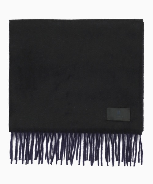 LANVIN collection（ランバン コレクション）の「WIDE REVERSIBLE CASHMERE SCARF（マフラー・メンズ・ブラック/ダークブラウン/グリーン・FREE）」の2枚目の写真